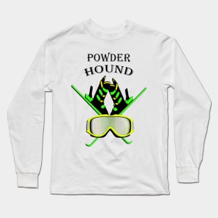 Ski & Snowboarding POWDER HOUND Graphic Design Shirts & Gifts Long Sleeve T-Shirt